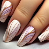 24pcs/Set Gold Line Frosted Press-On Nails