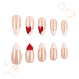 24pcs/Set Red Heart French Tip Press-On Nails