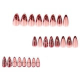 24pcs/Set French Tips with Wine Red Floral Press-On Nails