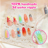 24pcs/Set 3D Art Floral Press-On Nails