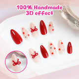 24pcs/Set Red Bow Press-On Nails