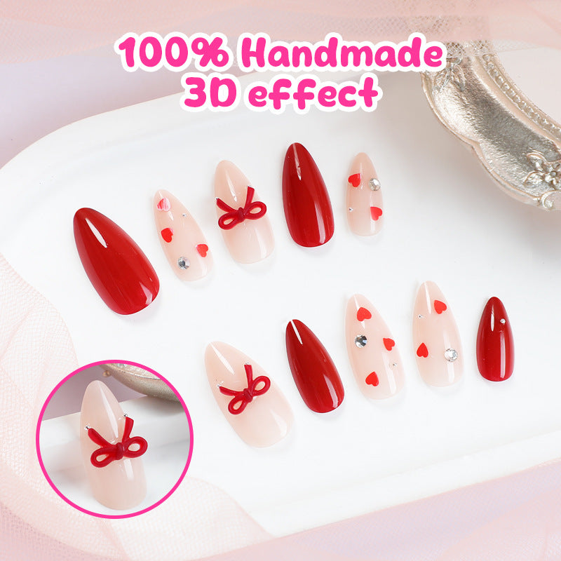 24pcs/Set Red Bow Press-On Nails