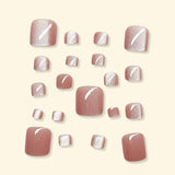 24pcs/Set Nude Crystal Cat Eye Press On Toe Nails