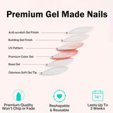 24pcs/Set Blue French Stripes & Pink Dots Press-On Nails