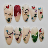 (Handmade) 10pcs/Set 3D Christmas Light Press On Nails