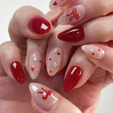 24pcs/Set Red Bow Press-On Nails