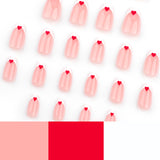24pcs/Set French White and Red Heart Press-On Nails