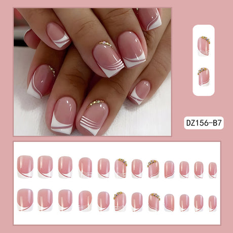 24pcs/Set Minimalist French Tip Press-On Nails