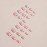 24pcs/Set Pink and White Gradient Short Press On Nails