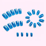 24pcs/Set Light Blue Silver Glitter Gradient Press-On Nails