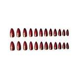 24pcs/Set Burgundy Gold Foil Press-On Nails