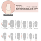 24pcs/Set French Tips with 3D Lily Flowers Press On Nails