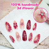 24pcs/Set 3D Art Floral Press-On Nails