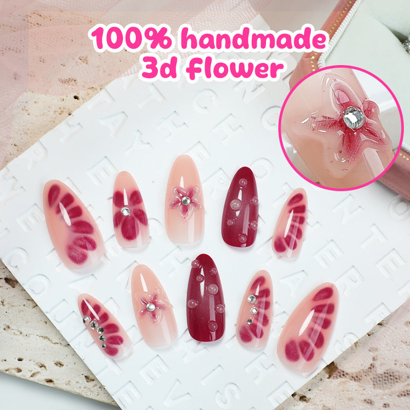 24pcs/Set 3D Art Floral Press-On Nails