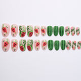 24pcs/Set Fresh Floral Watermelont Press-On Nails