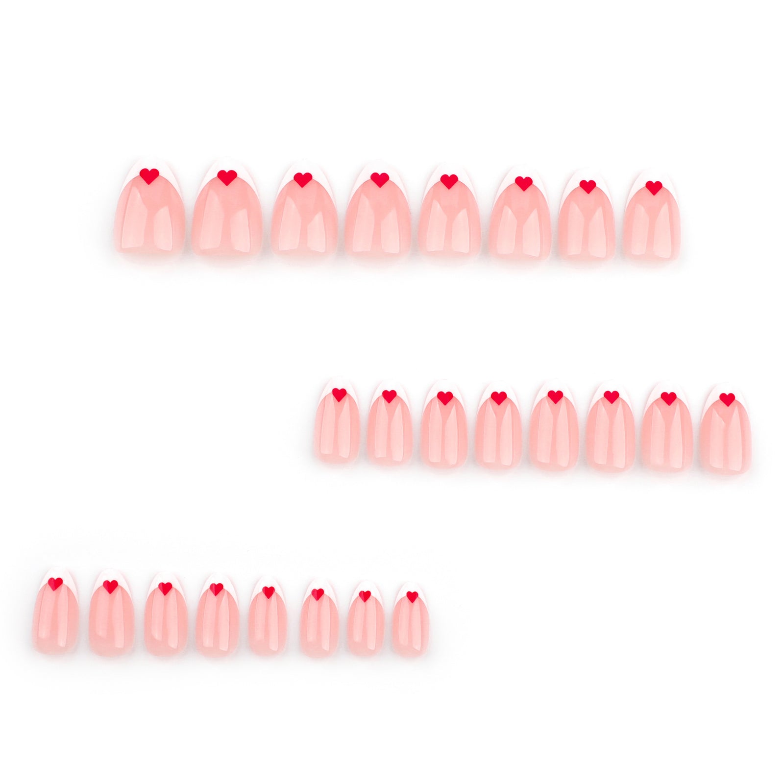 24pcs/Set Heart French Tip Short Press-On Nails