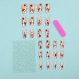 24pcs/Set Nude Flowers Press-On Nails