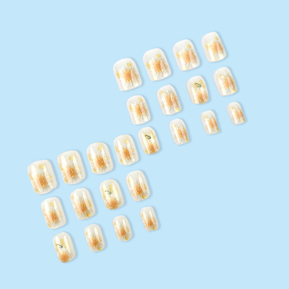 24pcs/Set Glacier Snow Lotus Press-On Nails
