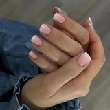 24pcs/Set Pink and White Gradient Short Press On Nails