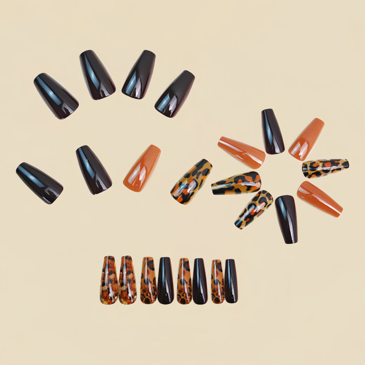 24pcs/Set Brown Leopard Press-On Nails