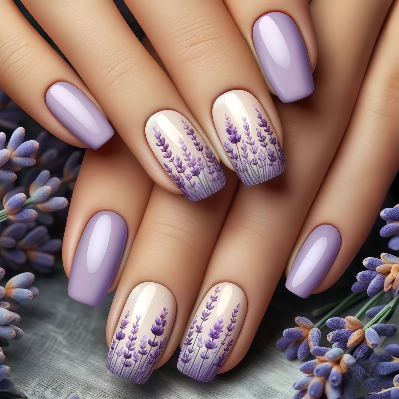 24pcs/Set Purple Lavender Gradient Press-On Nail