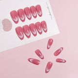 24pcs/Set Geometric French Pink Press-On Nails