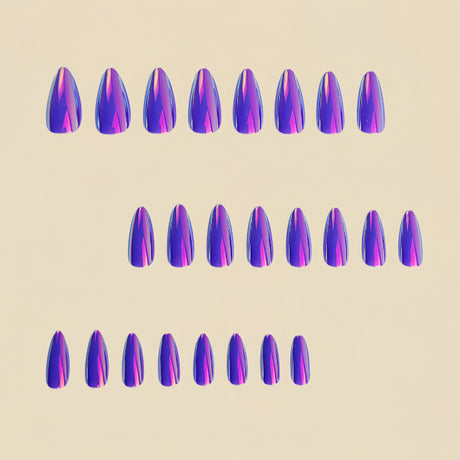 24pcs/Set Purple Aurora Chrome Press-On Nails
