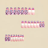 24pcs/Set Pink Leopard Stripe Gradient Press-On Nails