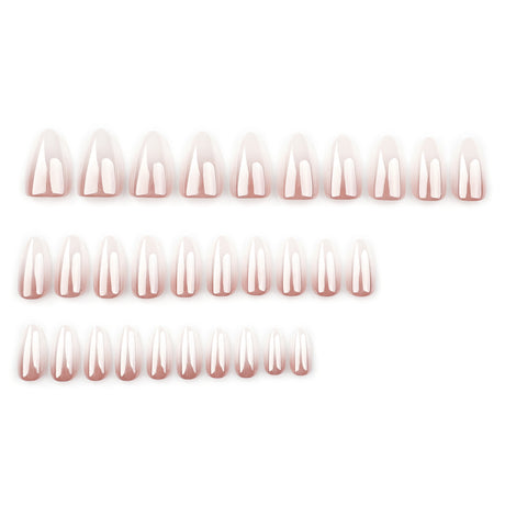 24pcs/Set White Gradient Chrome Press-On Nails