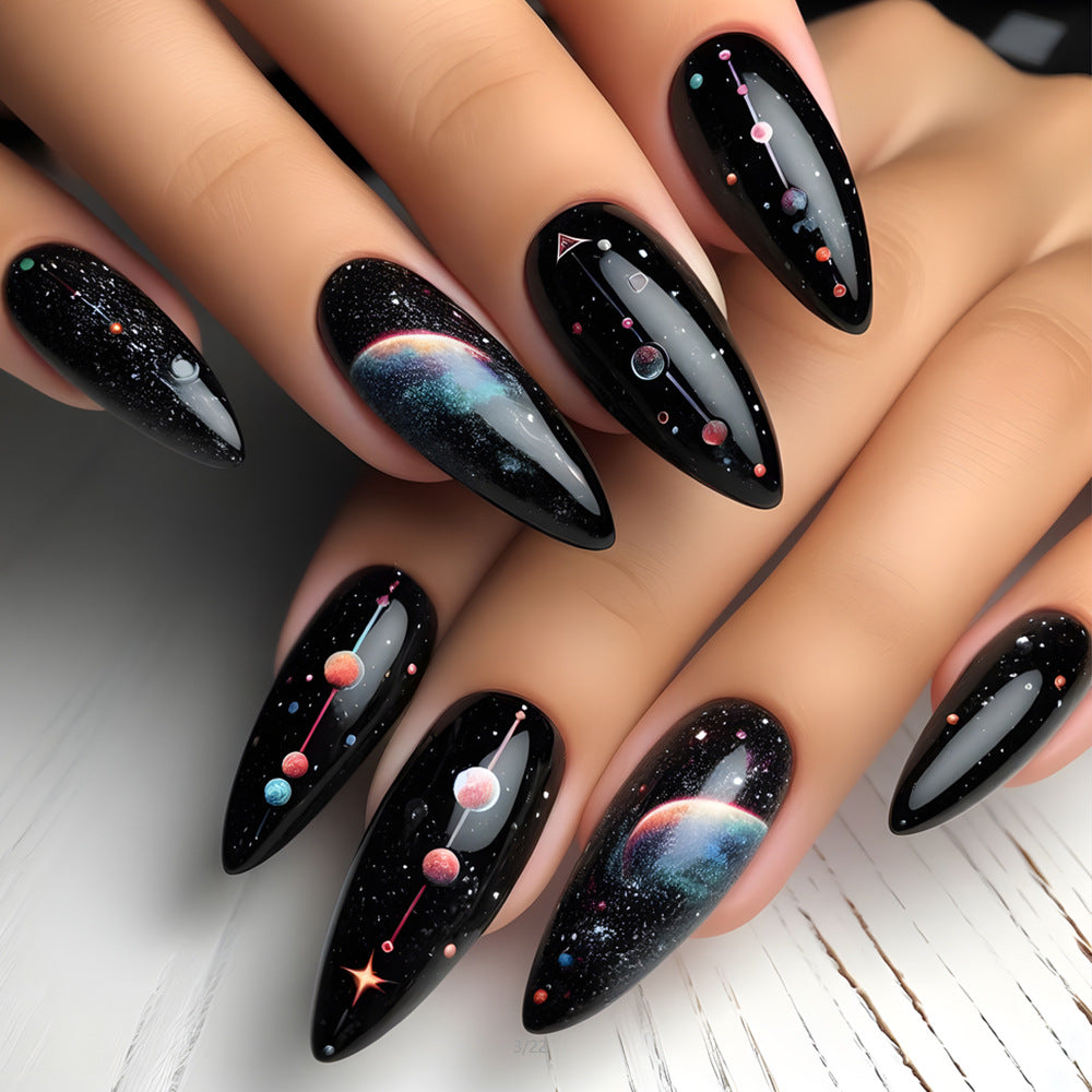 24pcs/Set Space Cosmic Planetary Press-On Nails