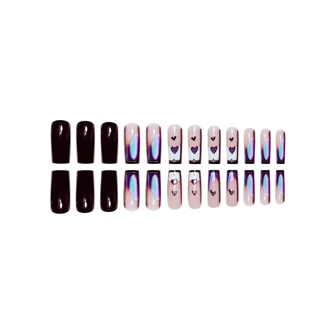 24pcs/Set Heart Gradient French Press-On Nails