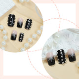 24pcs/Set Black Snowflake Ombre with Rhinestones Press-On Nails