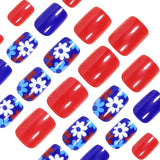 24pcs/Set Blue and Red floral Press-On Nails