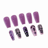 24pcs/Set Light Lavender Swirl Floral Press-On Nails