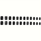 24pcs/Set Black & White Crackle Press-On Nails