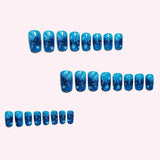 24pcs/Set Blue Gradient Snowflakes  Press-On Nails