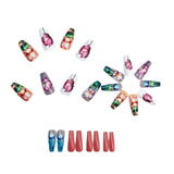 24pcs/Set Watercolor Lotus Flowers Press-On Nails
