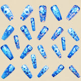 24pcs/Set Blue Gradient Butterfly Press-On Nails