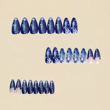 24pcs/Set Blue Snowflake Gradient Press-On Nails