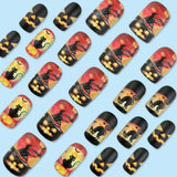 24pcs/Set Halloween Bats & Black Cats Short Press-On Nails