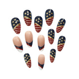 24pcs/Set Red and White Stripes with Gold Stars Press-On Nails