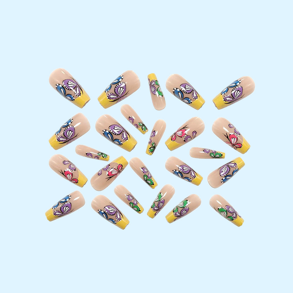 24pcs/Set French Butterfly Press-On Nails