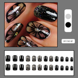 24pcs/Set Black Butterfly Press-On Nails