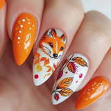 24pcs/Set Maple Leaf Fox Press-On Nails