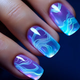 24pcs/Set Ocean Bluee Press-On Nails