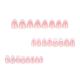 24pcs/Set Pink & White French Floral Press-On Nails