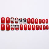24pcs/Set Red Heart Mickey Short Press On Nails