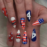 24pcs/Set Star Blue White Independence Day Press-On Nails