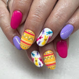 24pcs/Set Multicolor Easter Egg Bunny Press-On Nails