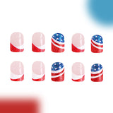 24pcs/Set Red & Blue Glitter Stripe French Press-On Nails